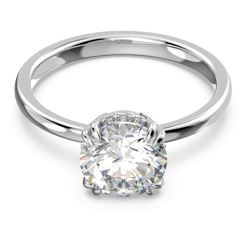 swarovski stilla cocktail ring  round cut  white  rhodium plated