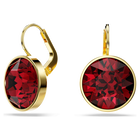 swarovski bella drop earrings round cut red gold tone plated