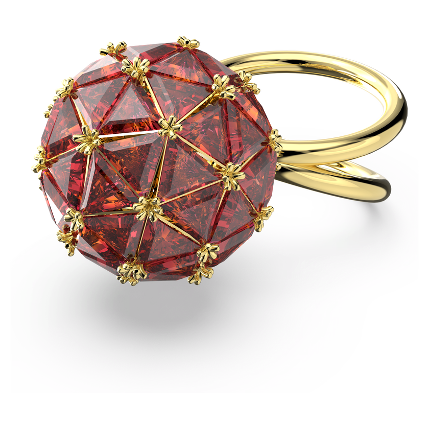 swarovski curiosa cocktail ring  round  red  gold tone plated