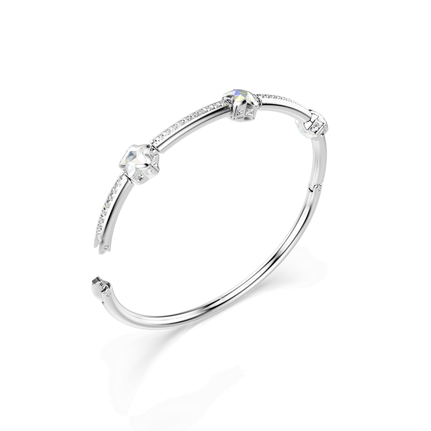 swarovski chroma bangle  mixed cuts  star  white  rhodium plated
