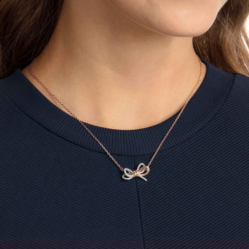swarovski lifelong bow pendant  bow  white  mixed metal finish