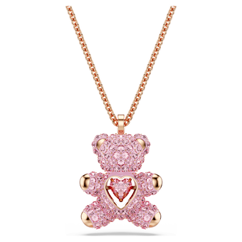 Teddy pendant, Pink, Rose gold-tone plated swarovski teddy pendant  pink  rose gold tone plated