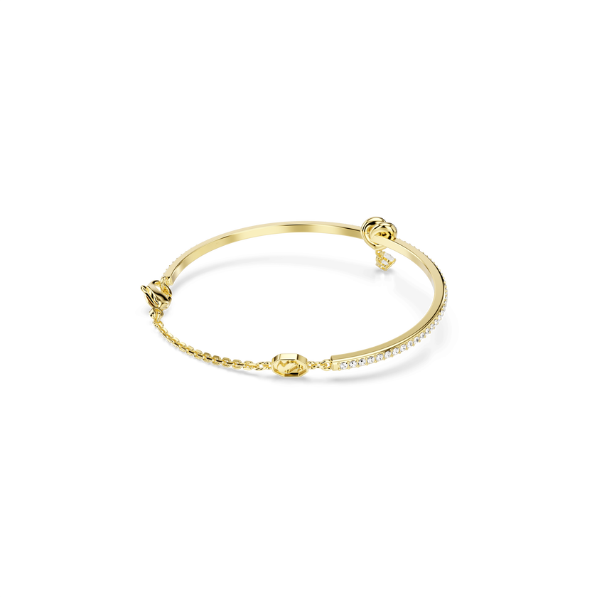 swarovski lifelong bangle  round cut  heart  white  18k gold finish