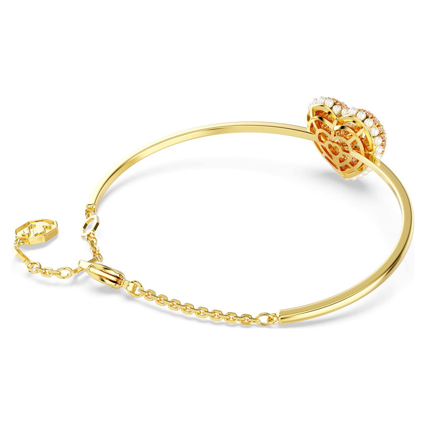 swarovski idyllia bangle  crystal pearl  heart  pink  gold tone plated