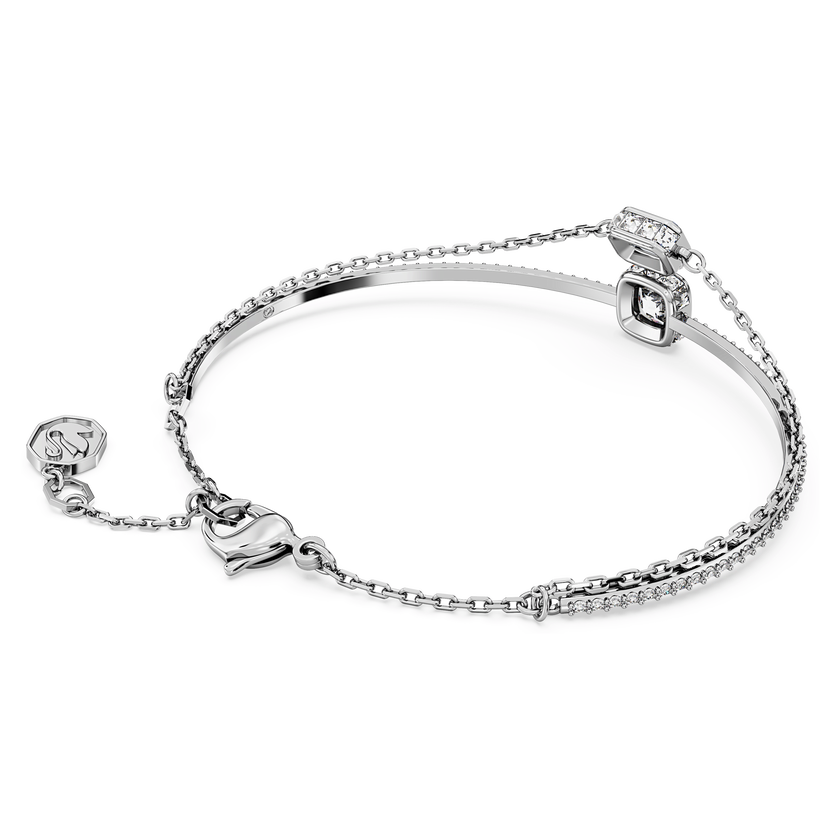 swarovski chroma bangle  mixed cuts  blue  rhodium plated