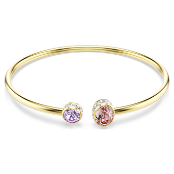 swarovski chroma bangle  mixed cuts  multicolored  gold tone plated