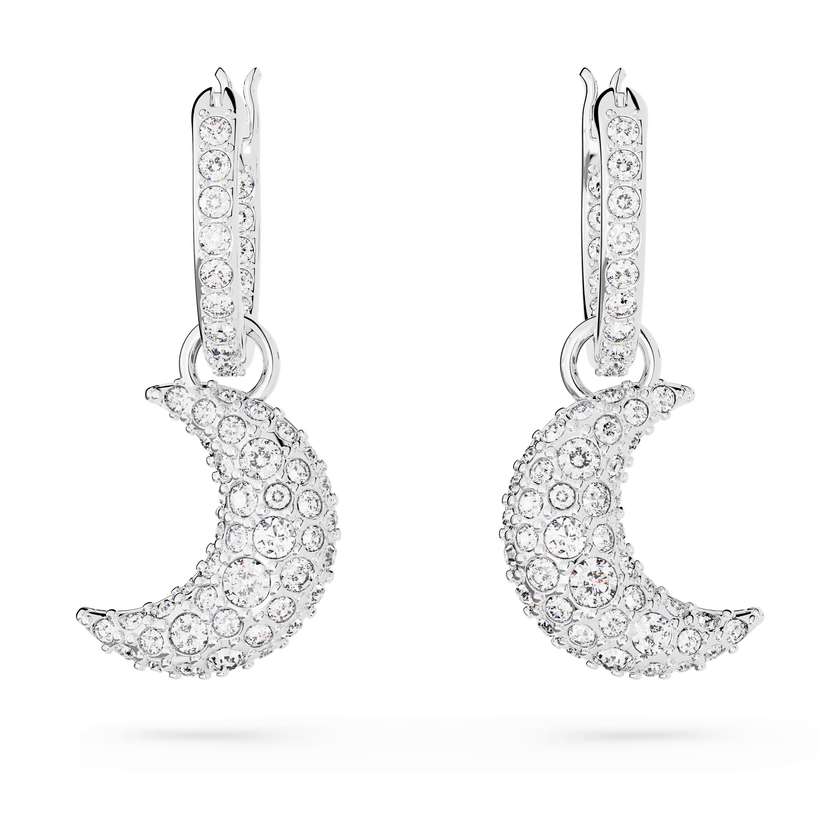 swarovski sublima drop earrings  moon  white  rhodium plated