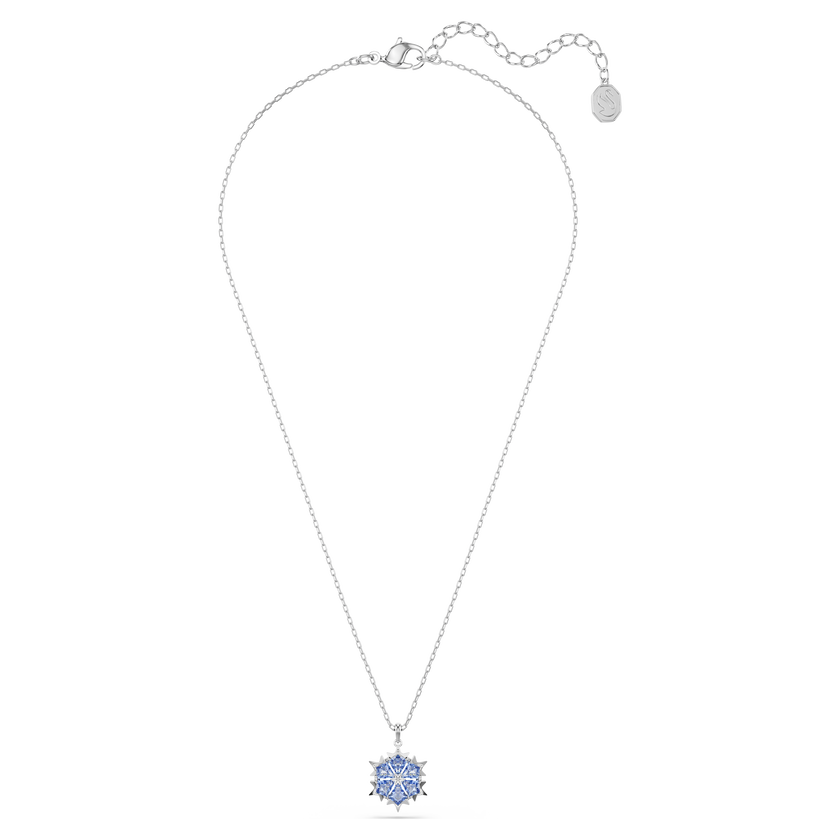swarovski magic pendant  snowflake  blue  rhodium plated