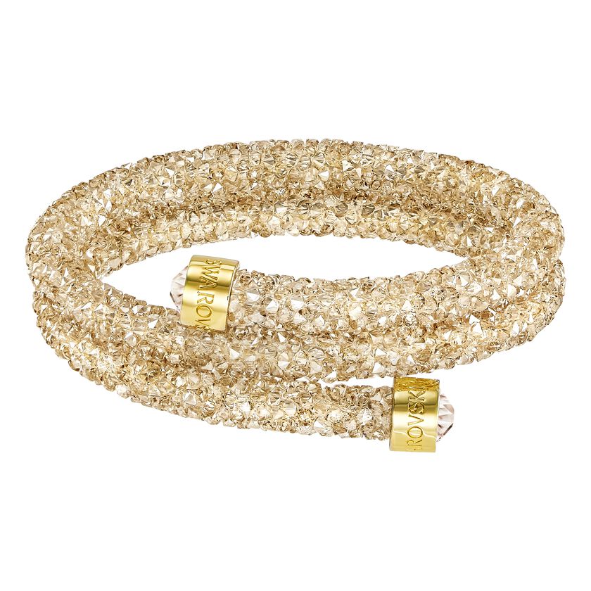 Crystaldust Double Bangle, Golden, Gold-tone plated
