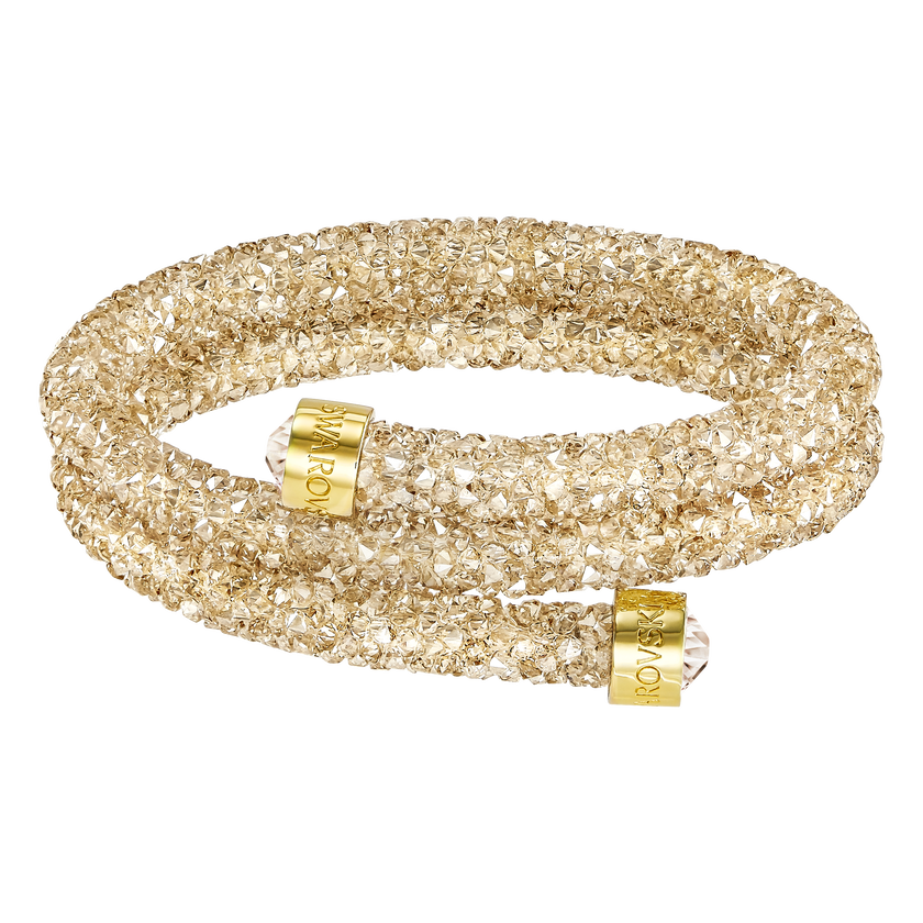 Crystaldust Double Bangle, Golden, Gold-tone plated