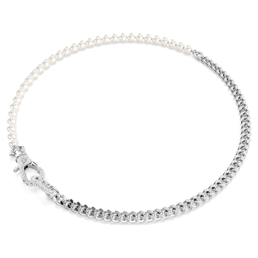 swarovski dextera necklace  pav   crystal pearl  white  rhodium plated