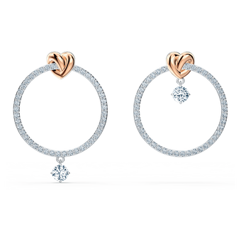 swarovski lifelong heart hoop pierced earrings white mixed metal finish