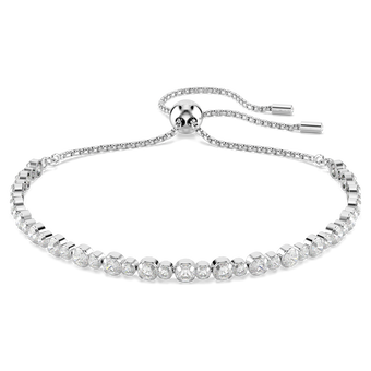 swarovski matrix tennis bracelet mixed round cuts white rhodium plated