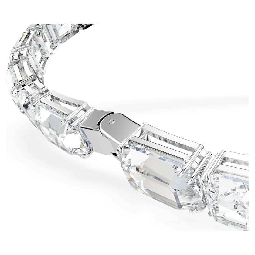 swarovski millenia tennis necklace  octagon cut  white  rhodium plated
