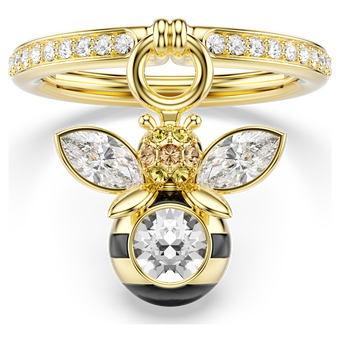 swarovski idyllia motif ring  mixed cuts  bee  multicolored  gold tone plated