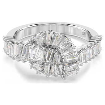 swarovski matrix ring baguette cut knot white rhodium plated