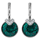 Bella V Pierced Earrings, Green, Rhodium plated