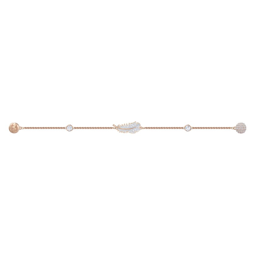 Swarovski Remix Collection Feather Strand, White, Rose-gold tone plated