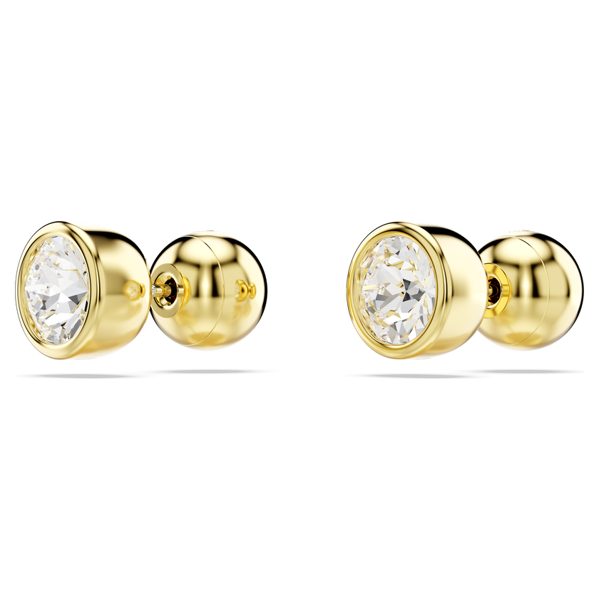 swarovski imber stud earrings  round cut  white  gold tone plated