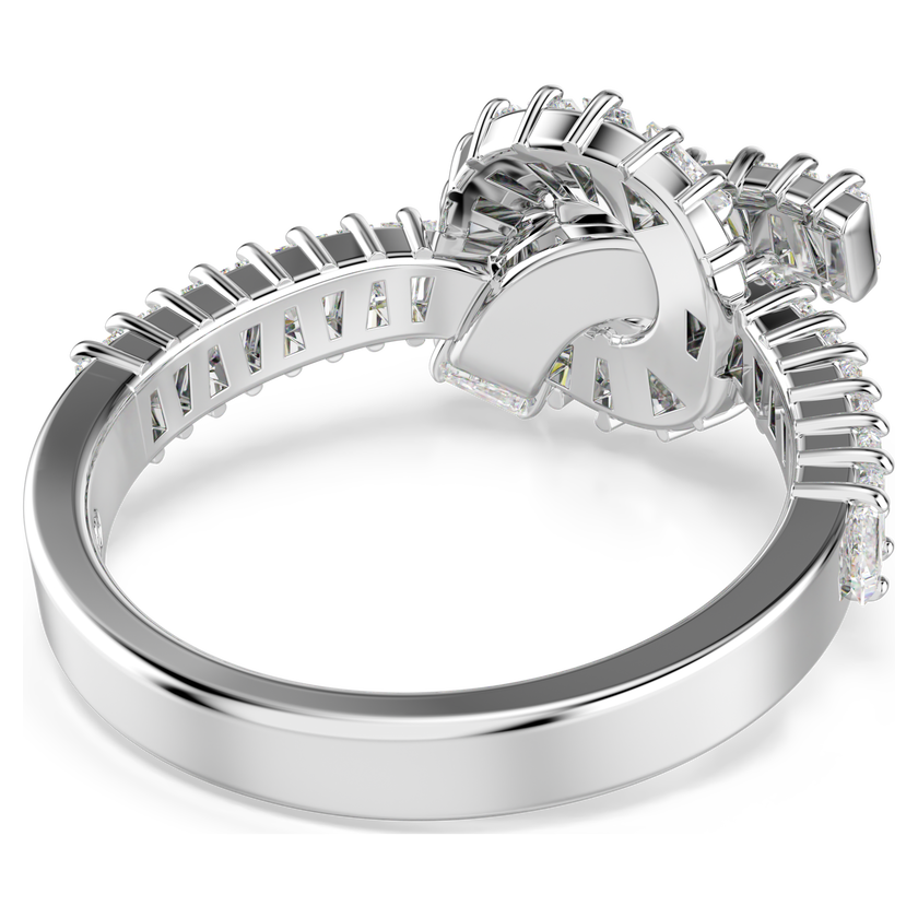 swarovski matrix ring  baguette cut  knot  white  rhodium plated