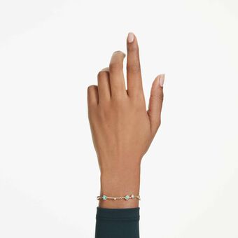 swarovski constella bracelet  mixed cuts  green  gold tone plated