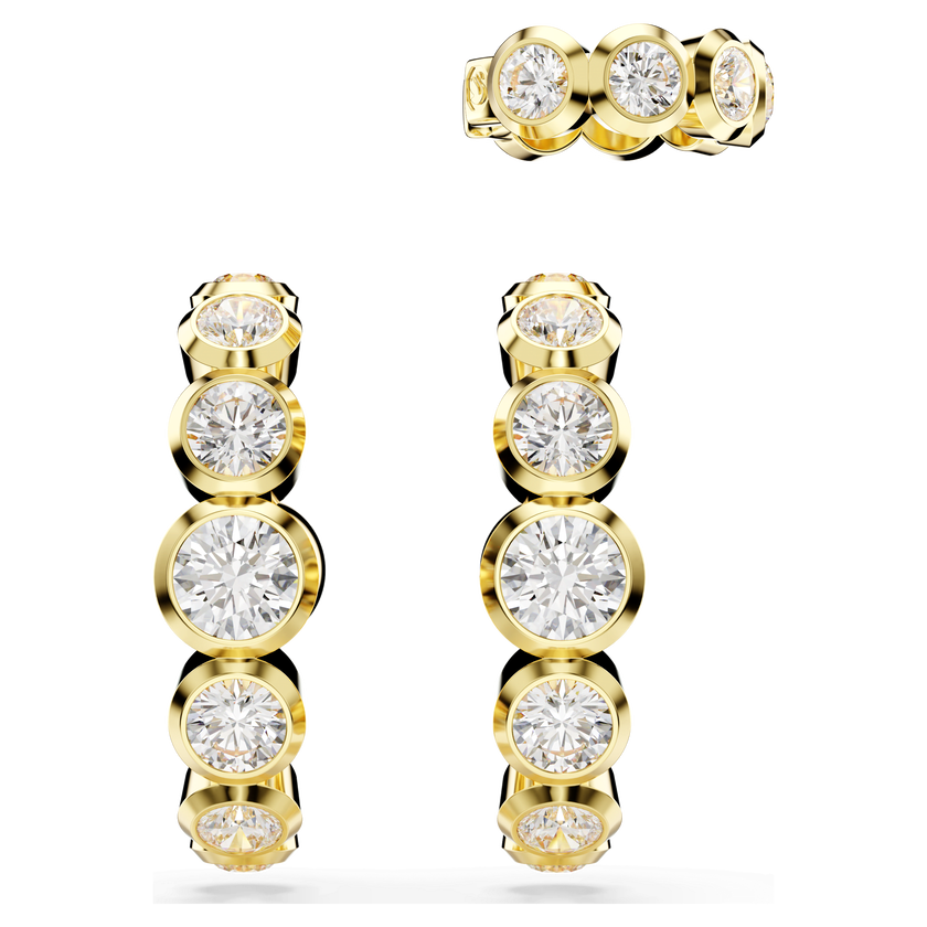 swarovski imber ear cuff  set  3   round cut  white  gold tone plated