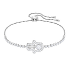 Subtle Hamsa Hand Bracelet, White, Rhodium Plating