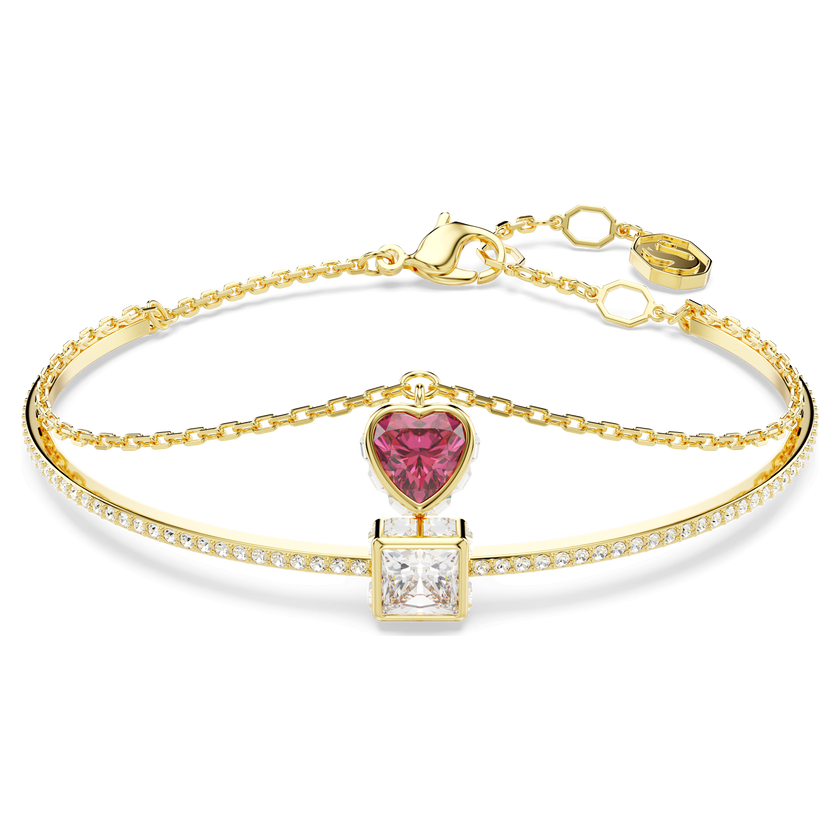 swarovski chroma bangle  heart  red  gold tone plated