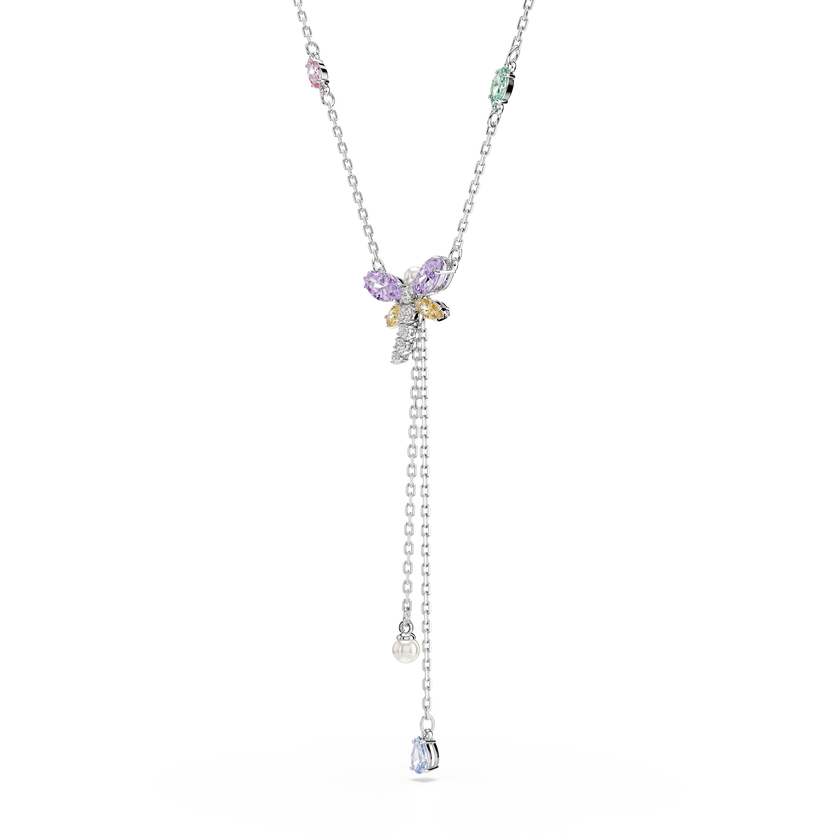 ariana grande x swarovski y necklace  mixed cuts  dragonfly  multicolored  rhodium plated