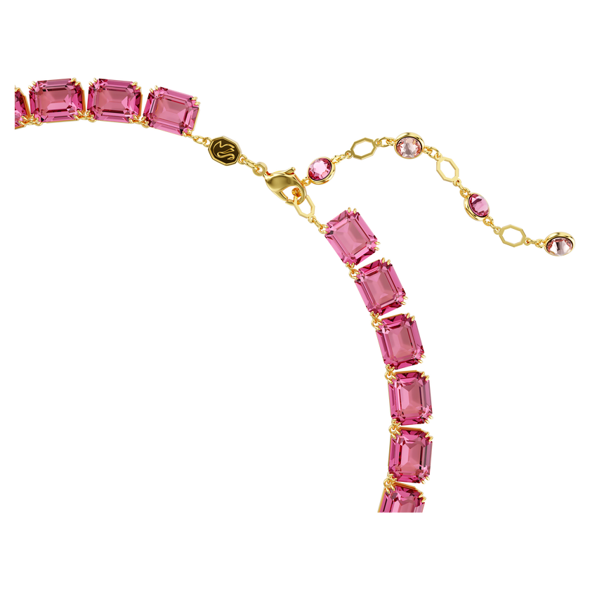 swarovski millenia necklace  octagon cut  pink  gold tone plated