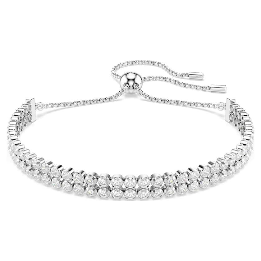 swarovski matrix tennis bracelet  round cut  white  rhodium plated