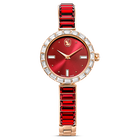 swarovski matrix bangle watch swiss made crystal bracelet red rose gold tone finish