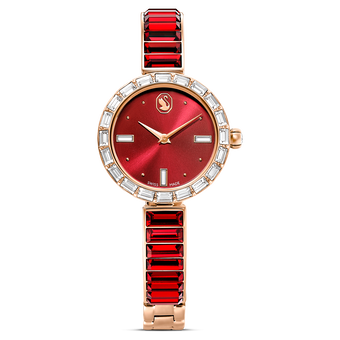 swarovski matrix bangle watch swiss made crystal bracelet red rose gold tone finish
