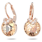 Bella V drop earrings, Round cut, Gold tone, Rose gold-tone plated