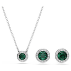swarovski una angelic set  set  2   round cut  green  rhodium plated