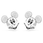 Disney Mickey Mouse stud earrings, White, Rhodium plated