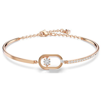 swarovski una bracelet  round cut  oval shape  white  18k rose gold finish