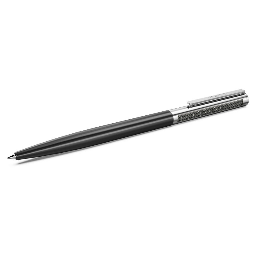 swarovski matrix tennis ballpoint pen  black lacquered  chrome plated