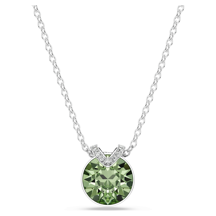 swarovski bella v pendant  round cut  green  rhodium plated