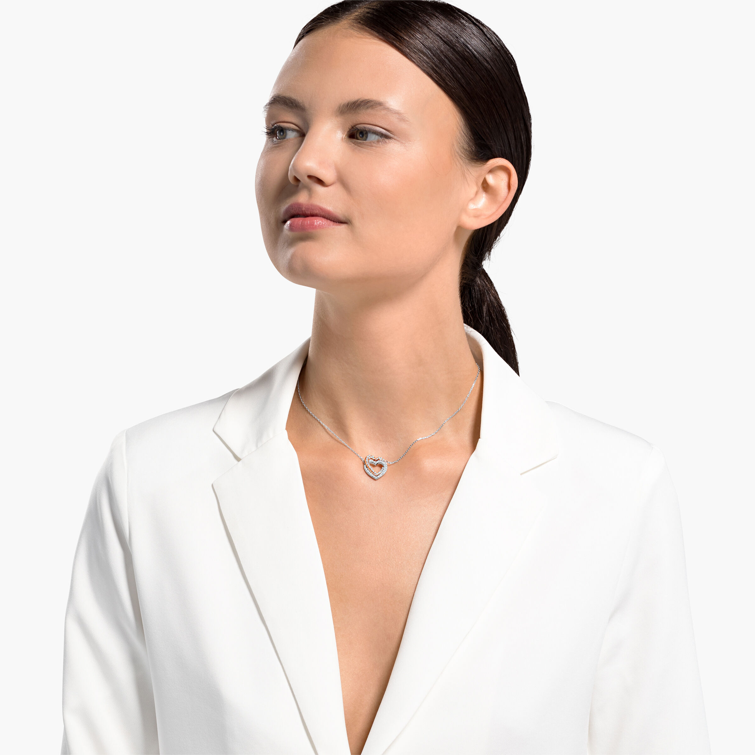 swarovski infinity heart necklace  white  mixed metal finish