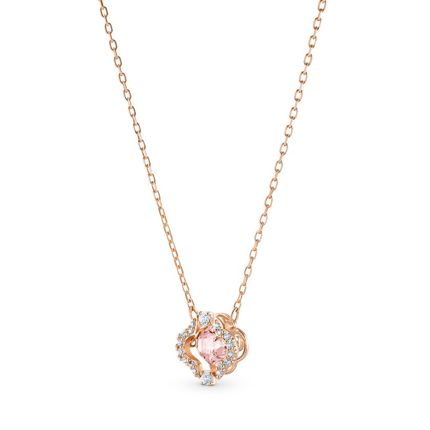 Swarovski Sparkling Dance Necklace, Pink, Rose-gold tone plated