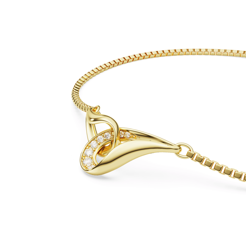 swarovski classica bracelet  round cut  interlocking  white  sterling silver  18k gold finish