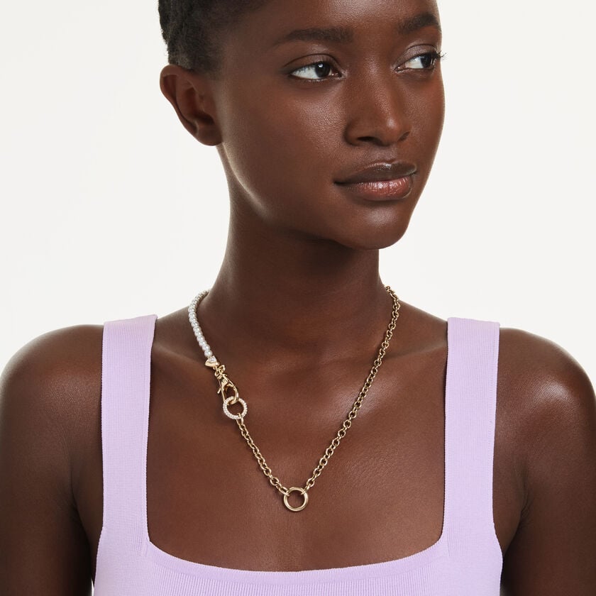 swarovski idyllia necklace  crystal pearl  white  gold tone plated