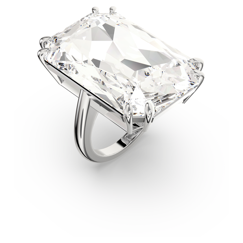 swarovski mesmera cocktail ring  oversized crystal  white  rhodium plated