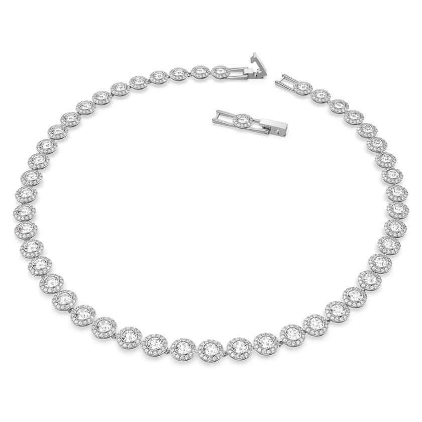 swarovski una angelic set  round cut  white  rhodium plated