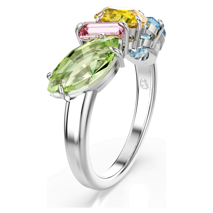 swarovski gema cocktail ring  mixed cuts  multicolored  rhodium plated