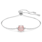 swarovski birthstone bracelet square cut june pink rhodium plated