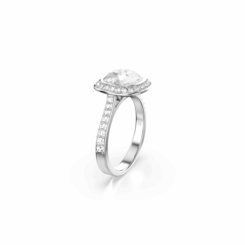 swarovski una angelic halo ring  cushion cut  white  rhodium plated