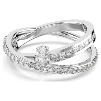 swarovski hyperbola ring  mixed cuts  white  rhodium plated