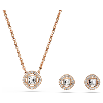 swarovski una angelic set  round cut  white  18k rose gold finish